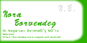 nora borvendeg business card